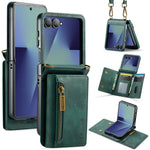 DG.MING M5 Series for Samsung Galaxy Z Flip7 5G Case RFID Blocking Card Slots Leather + PC Phone Cover