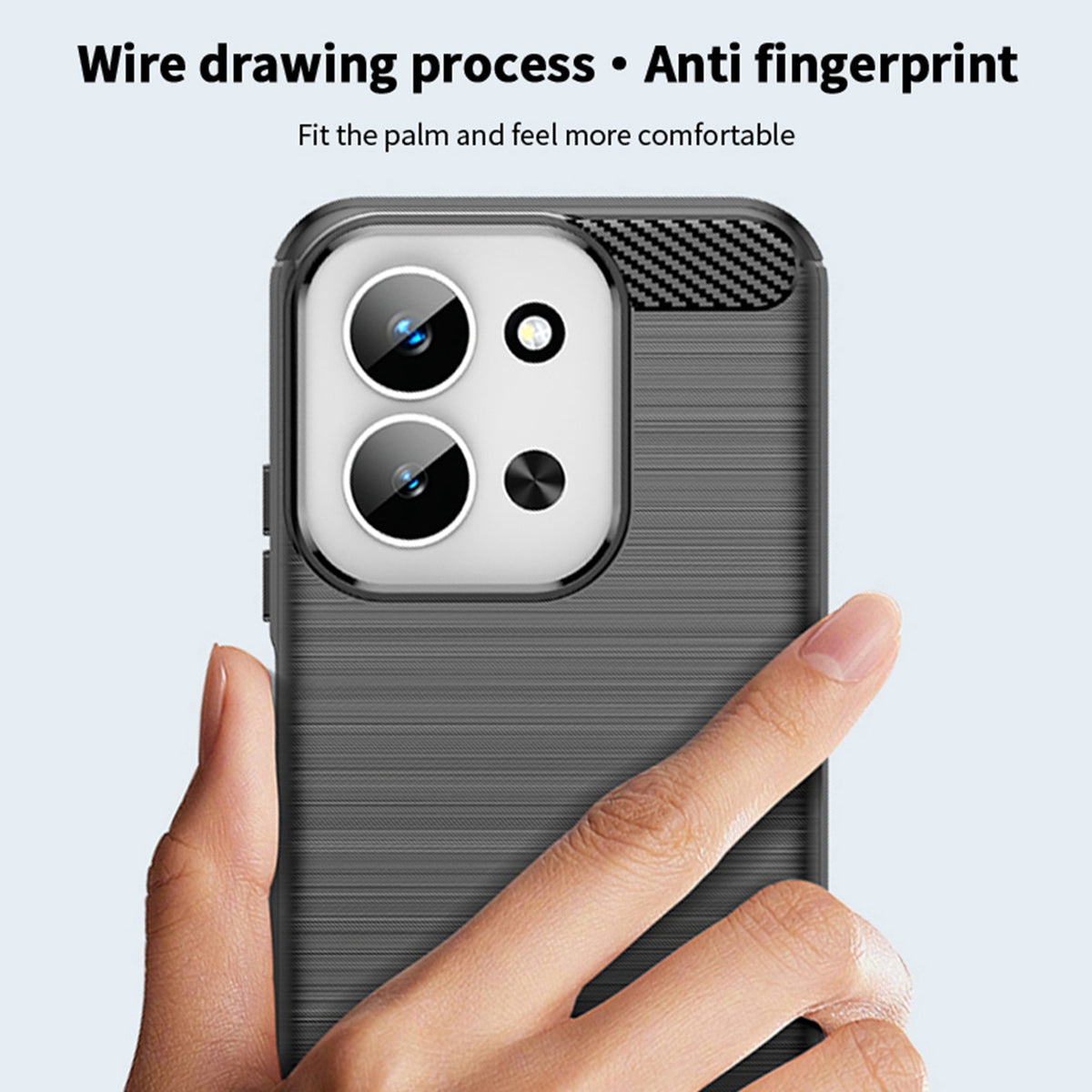 MOFI For Xiaomi Redmi 15C 4G (Global) (171mm) Back Cover  Brushed Texture Carbon Fiber Soft TPU Case
