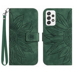 For Samsung Galaxy A53 5G HT04 Skin-Touch PU Leather Book Style Phone Case Imprinted Sunflower Stand Wallet Cover with Hand Strap