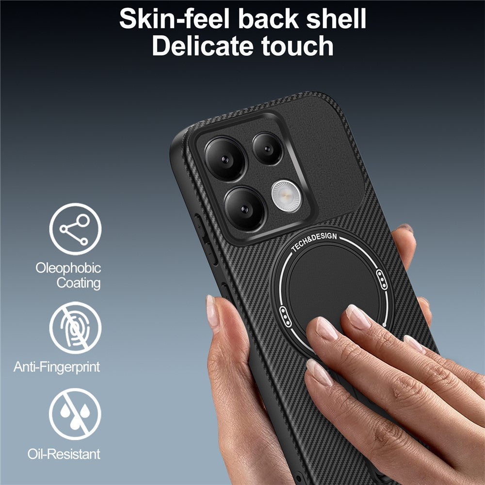 Phone Case For Xiaomi Redmi Note 14S 4G / Note 13 Pro 4G / Poco M6 Pro 4G Carbon Fiber Texture PC + TPU Cover with Kickstand