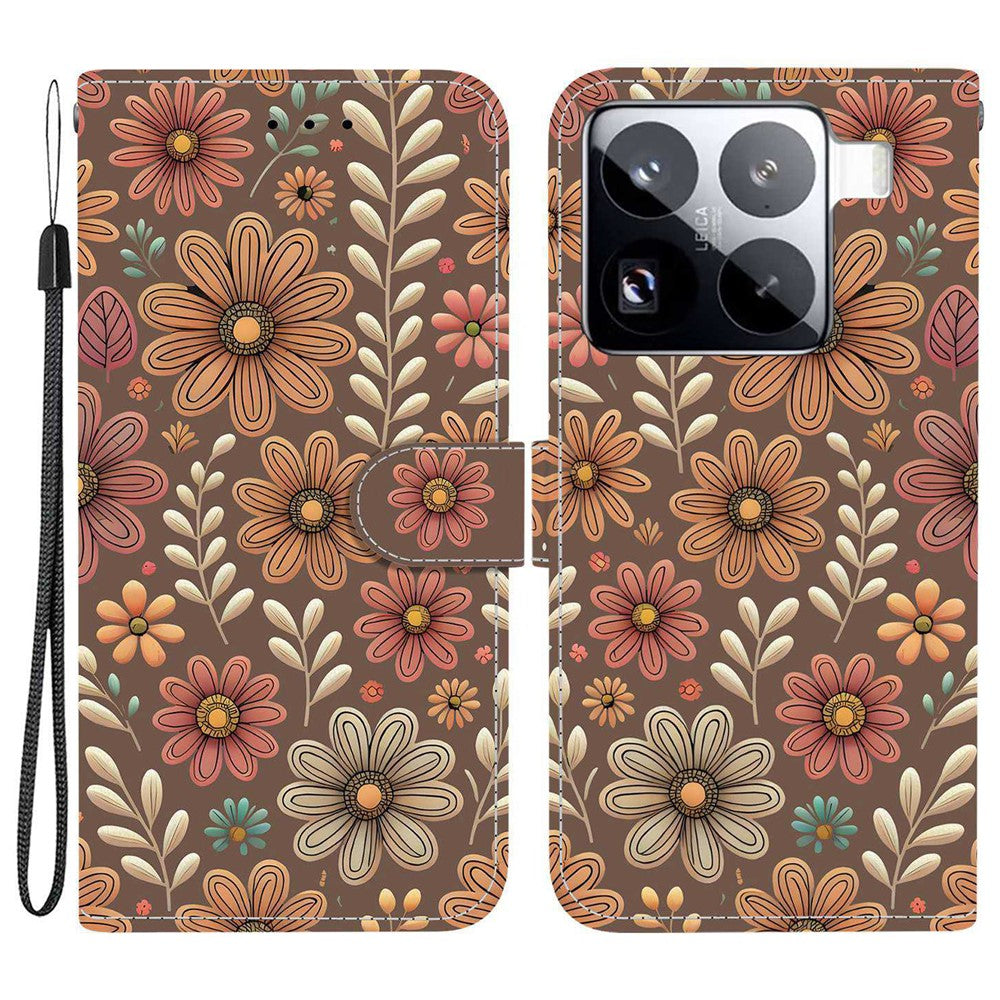 For Xiaomi 15 Pro Wallet Case Pattern Printing Leather Stand Phone Cover with Strap