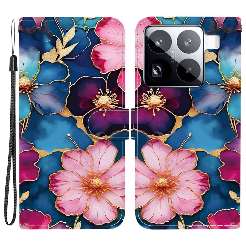 For Xiaomi 15 Pro Wallet Case Pattern Printing Leather Stand Phone Cover with Strap