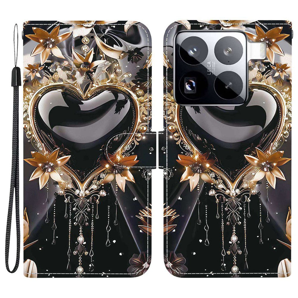 For Xiaomi 15 Pro Wallet Case Pattern Printing Leather Stand Phone Cover with Strap