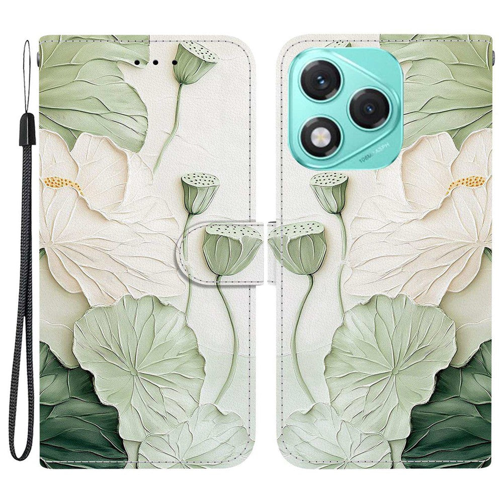 For Honor 400 Lite 5G Pung Etui Mønstertryk Læder Stand Telefon Cover med Rem