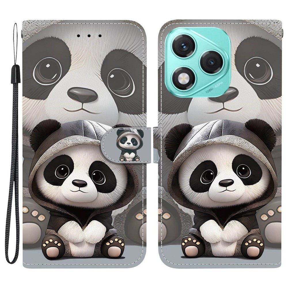 For Honor 400 Lite 5G Pung Etui Mønstertryk Læder Stand Telefon Cover med Rem