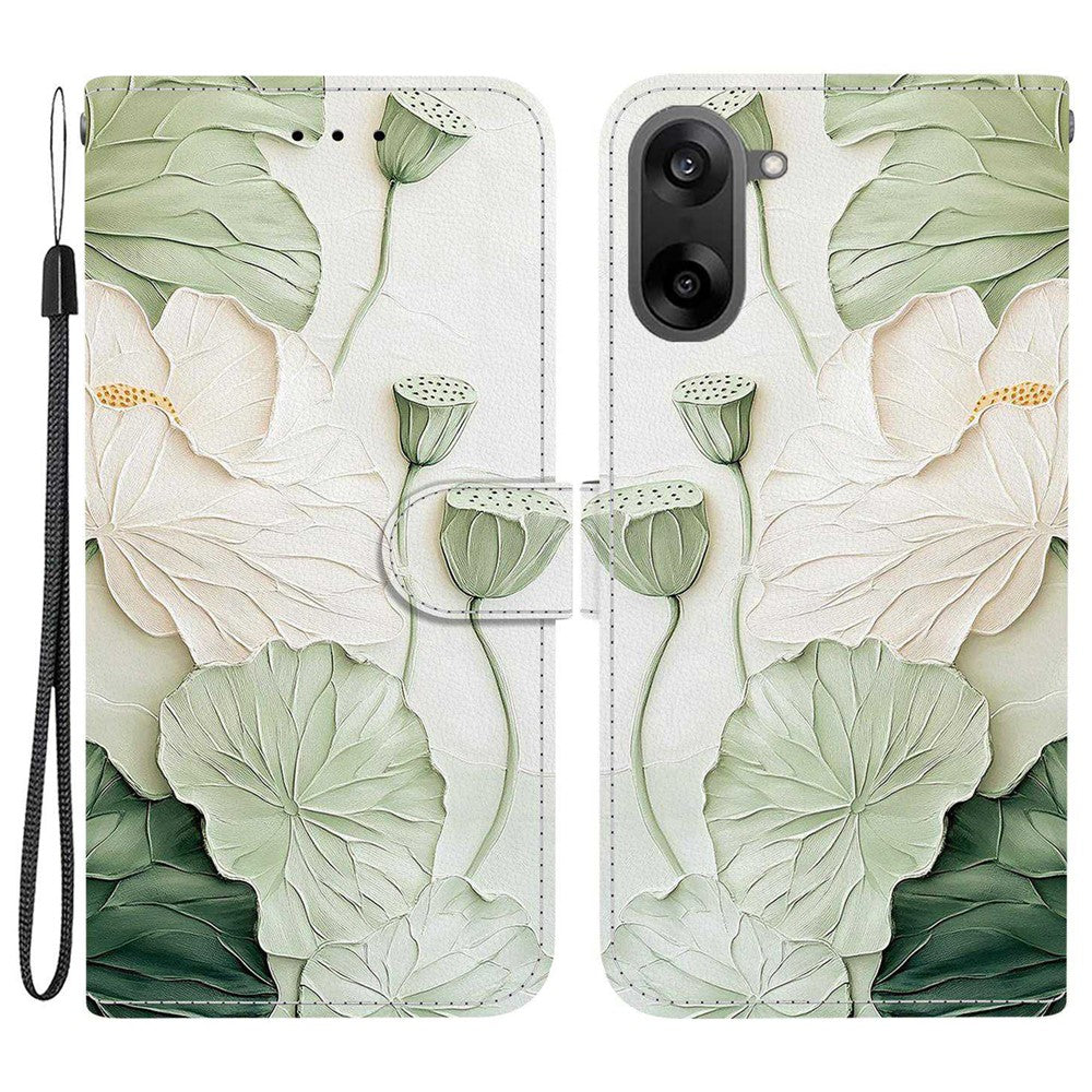 For OnePlus Nord CE5 5G / Ace 5 Racing 5G Wallet Case Pattern Printing Leather Stand Phone Cover with Strap