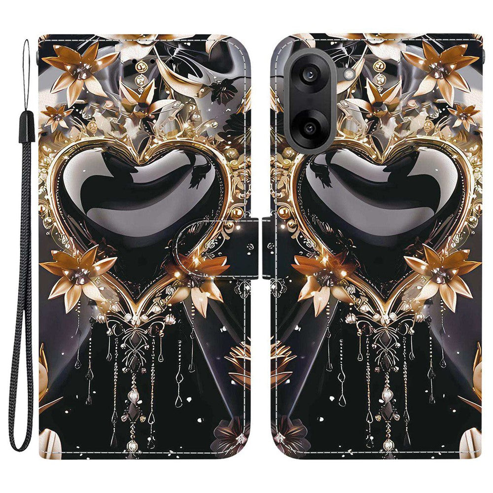 For OnePlus Nord CE5 5G / Ace 5 Racing 5G Wallet Case Pattern Printing Leather Stand Phone Cover with Strap