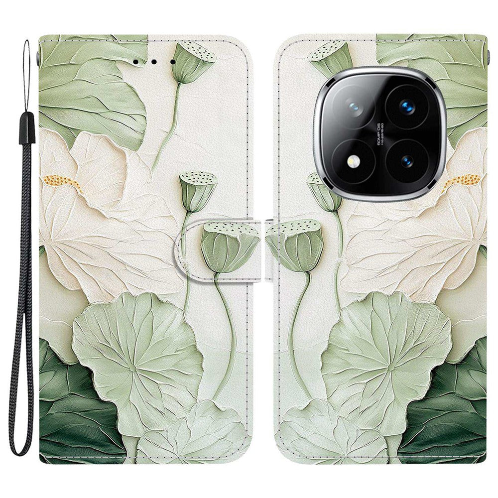Wallet Case for Xiaomi Poco X7 5G / Redmi Note 14 Pro 5G / Note 14 Pro+ 5G Pattern Printing Leather Stand Phone Cover with Strap