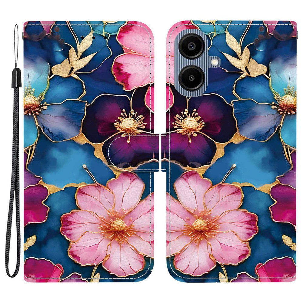 Wallet Case for Samsung Galaxy A08 5G / A08 4G / A07 5G / A07 4G / A06 5G / A06 4G Pattern Printing Leather Stand Phone Cover with Strap