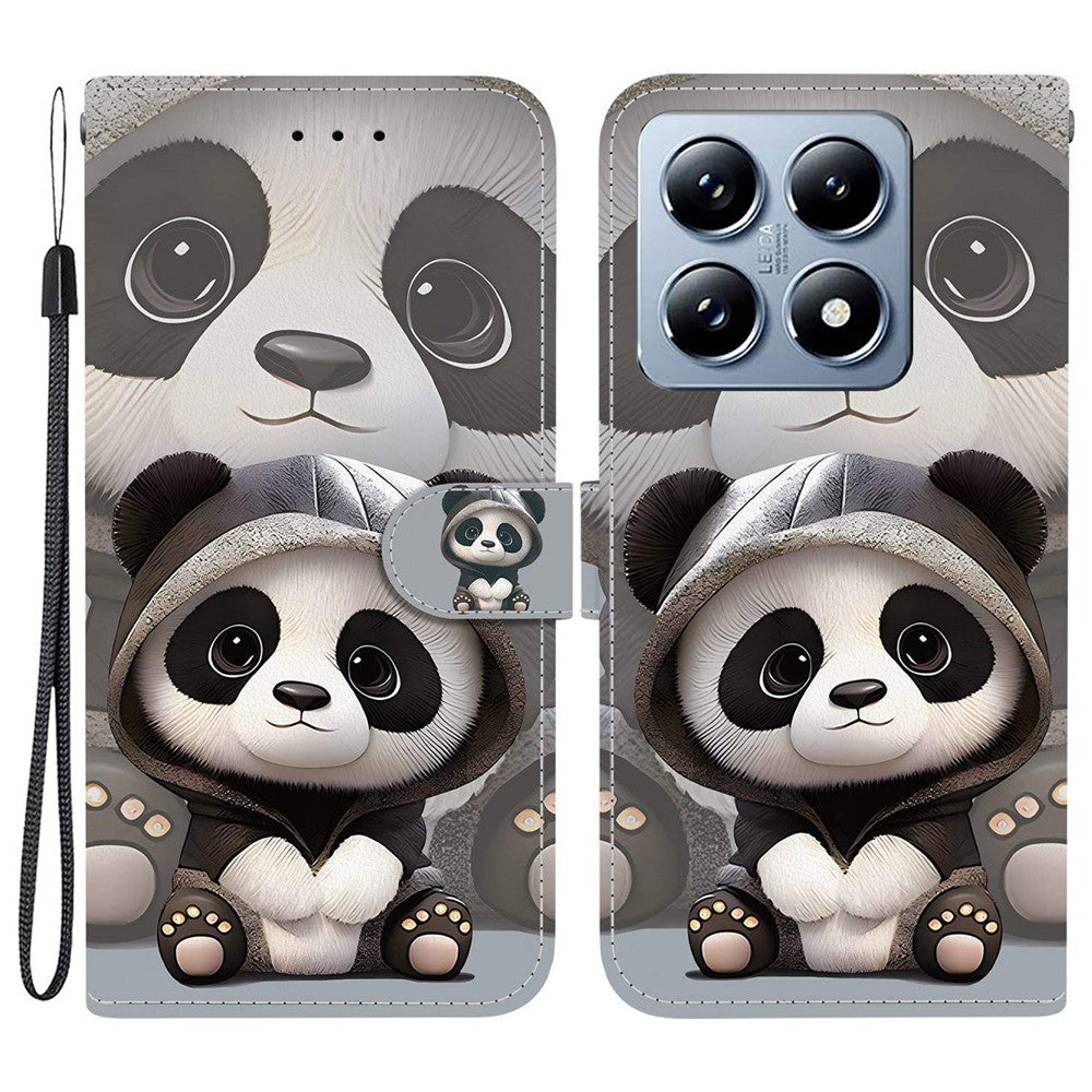 For Xiaomi 14T Pro Wallet Case Pattern Printing Leather Stand Phone Cover with Strap