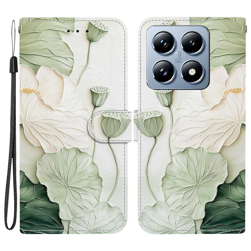 For Xiaomi 14T Pro Wallet Case Pattern Printing Leather Stand Phone Cover with Strap