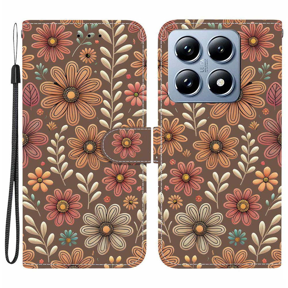 For Xiaomi 14T Pro Wallet Case Pattern Printing Leather Stand Phone Cover with Strap