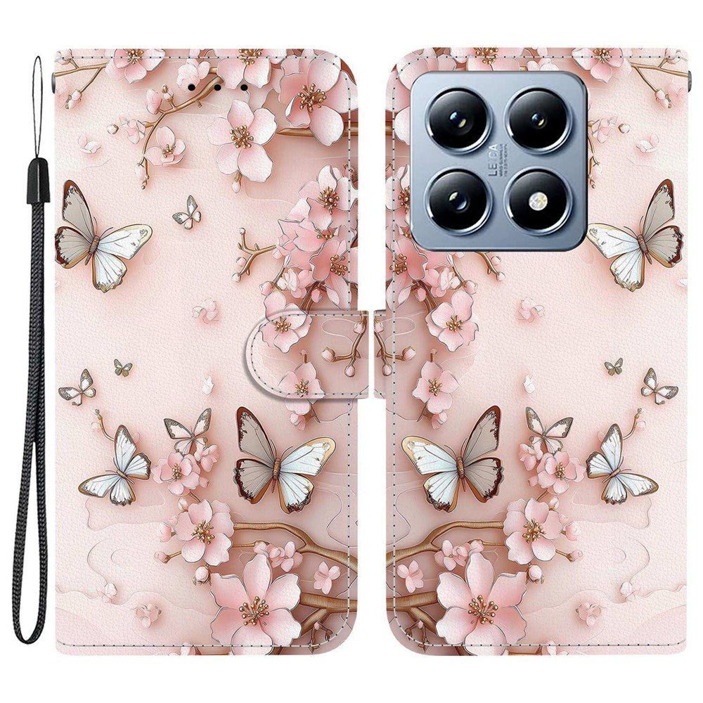 For Xiaomi 14T Pro Wallet Case Pattern Printing Leather Stand Phone Cover with Strap