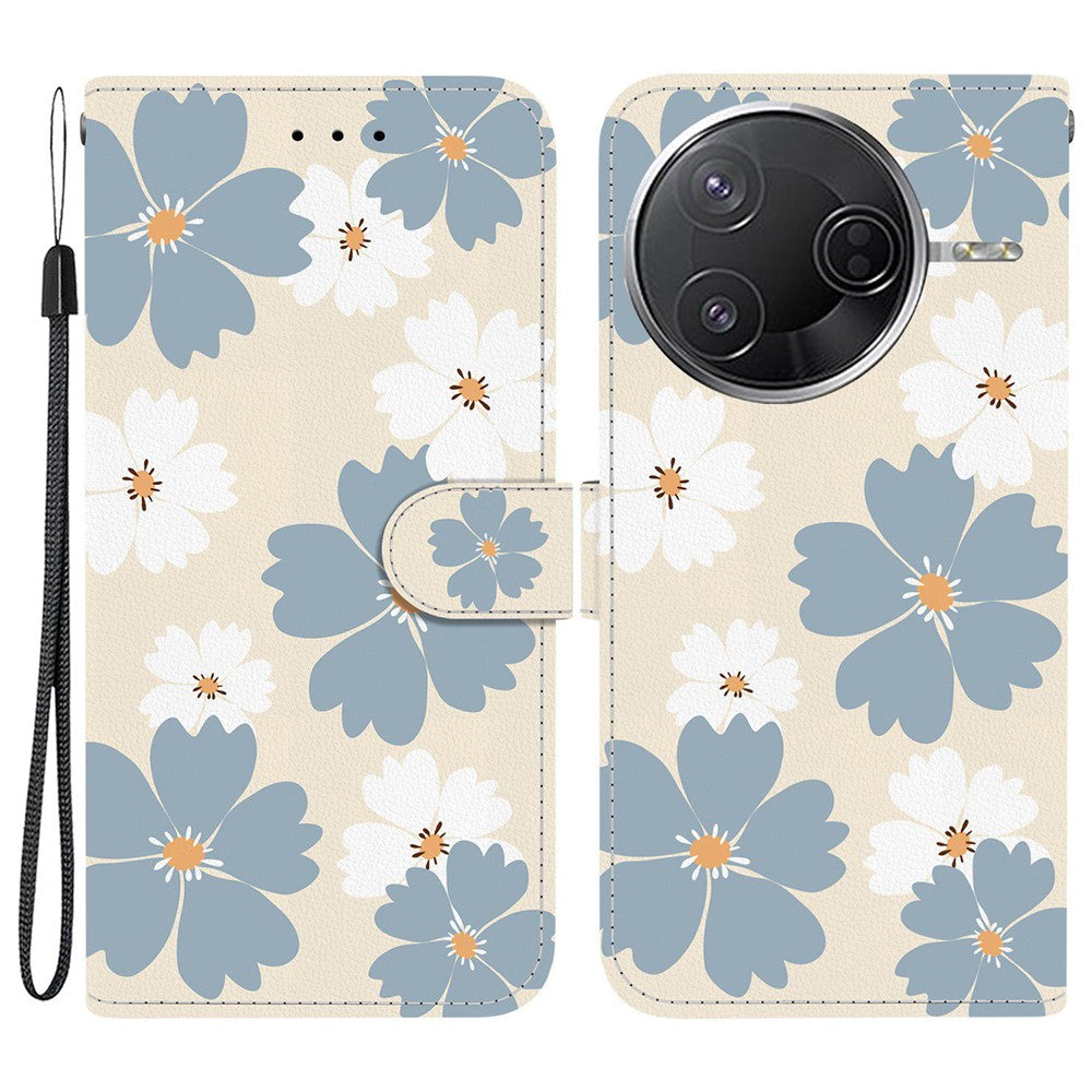 Pung-etui til Xiaomi Redmi K80 5G / K80 Pro 5G / Poco F7 Pro 5G / F7 Ultra 5G, mønstertrykt læderetui med stativ og rem