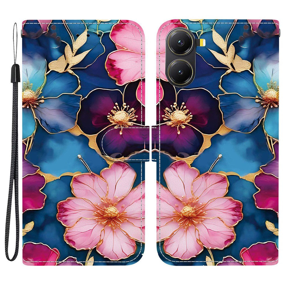 For Xiaomi Redmi Turbo 4 5G / Poco X7 Pro 5G Wallet Case Pattern Printing Leather Stand Phone Cover with Strap