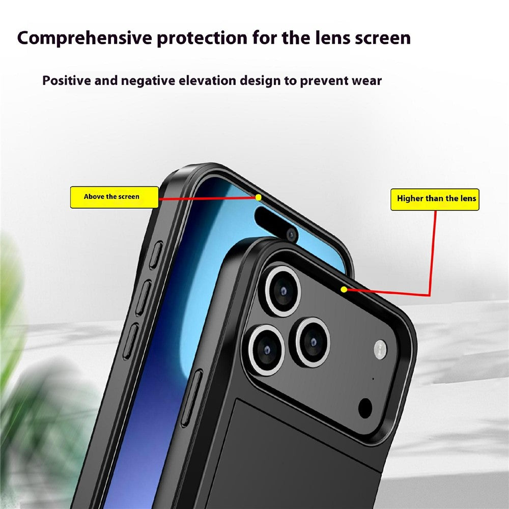 For iPhone 18 Pro / 17 Pro Case with Sliding Card Holder PC + TPU Phone Back Cover