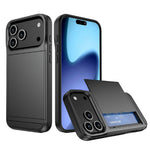 For iPhone 18 Pro / 17 Pro Case with Sliding Card Holder PC + TPU Phone Back Cover