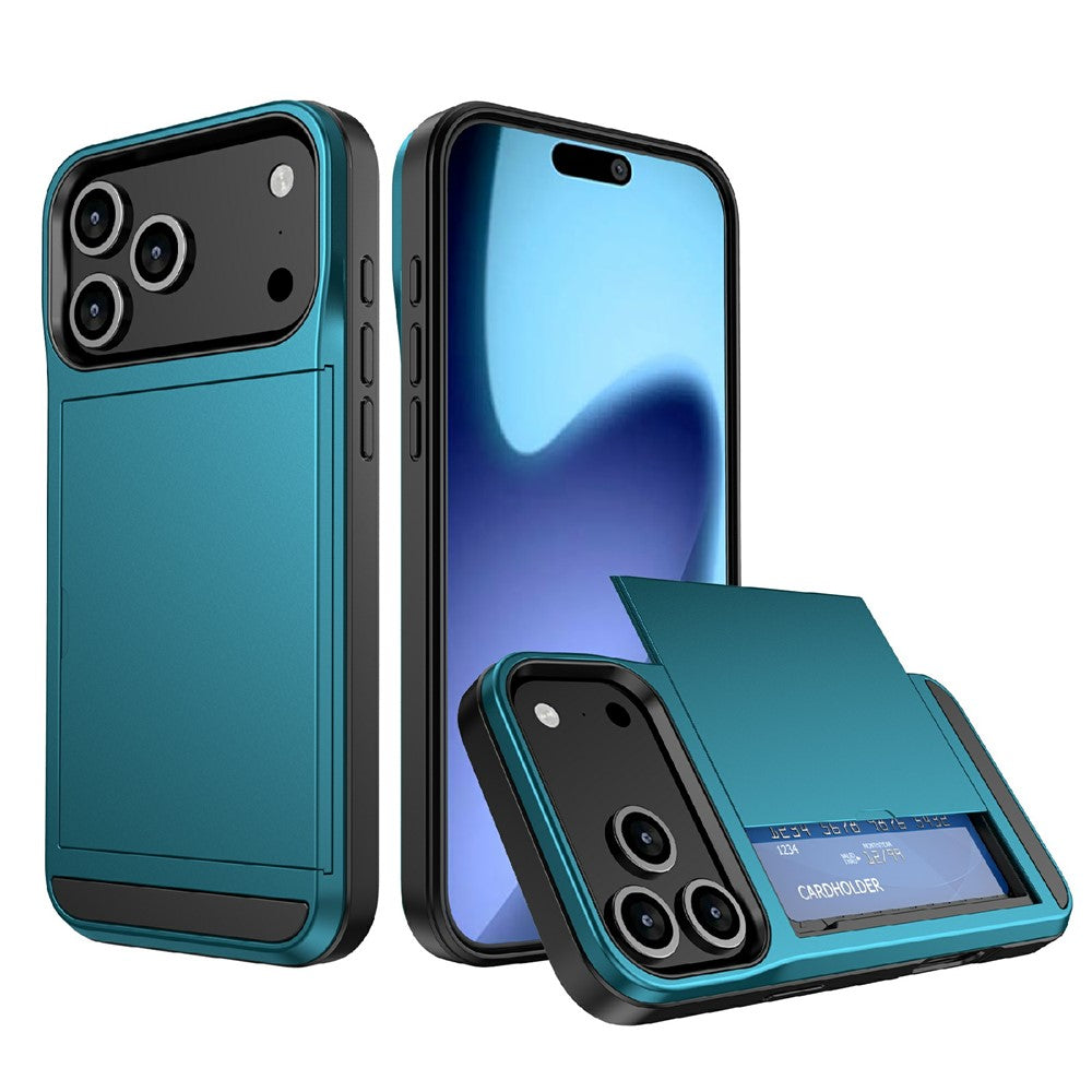 For iPhone 18 Pro / 17 Pro Case with Sliding Card Holder PC + TPU Phone Back Cover