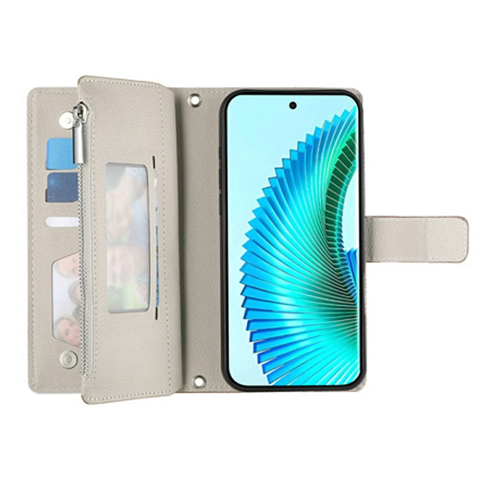 For Xiaomi Redmi 15 5G (Global) (169mm) Case Zipper Wallet Color Splicing Leather Flip Phone Cover with Straps