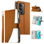 For Xiaomi Redmi 15 5G (Global) (169mm) Case Zipper Wallet Color Splicing Leather Flip Phone Cover with Straps