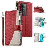 For Xiaomi Redmi 15 5G (Global) (169mm) Case Zipper Wallet Color Splicing Leather Flip Phone Cover with Straps