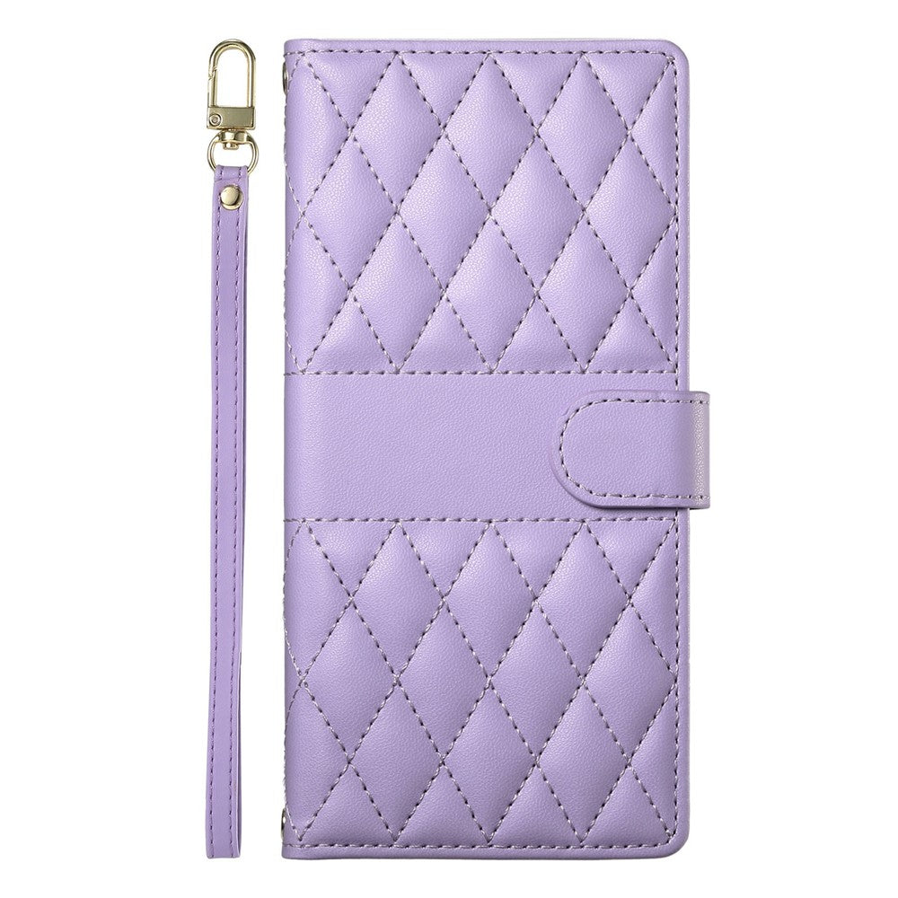 For Xiaomi Redmi 15 5G (Global) (169mm) Case Rhombus Stitching Wallet Stand Leather Phone Cover with Long  /  Short Strap