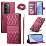 For Xiaomi Redmi 15 5G (Global) (169mm) Case Rhombus Stitching Wallet Stand Leather Phone Cover with Long  /  Short Strap