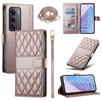 For Xiaomi Redmi 15 5G (Global) (169mm) Case Rhombus Stitching Wallet Stand Leather Phone Cover with Long  /  Short Strap