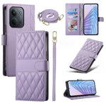 Wallet Case for Xiaomi Redmi 15C 4G (Global) (171mm) / Poco C85 4G (171mm) Rhombus Stitching Leather Phone Cover with Long / Short Strap