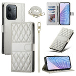 Wallet Case for Xiaomi Redmi 15C 4G (Global) (171mm) / Poco C85 4G (171mm) Rhombus Stitching Leather Phone Cover with Long / Short Strap