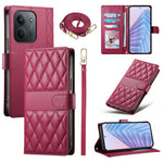 Wallet Case for Xiaomi Redmi 15C 4G (Global) (171mm) / Poco C85 4G (171mm) Rhombus Stitching Leather Phone Cover with Long / Short Strap