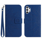Reptåligt flipfodral för Samsung Galaxy A13 4G HT04, tryckt solrosfodral, PU-läder, magnetiskt plånboksfodral med rem