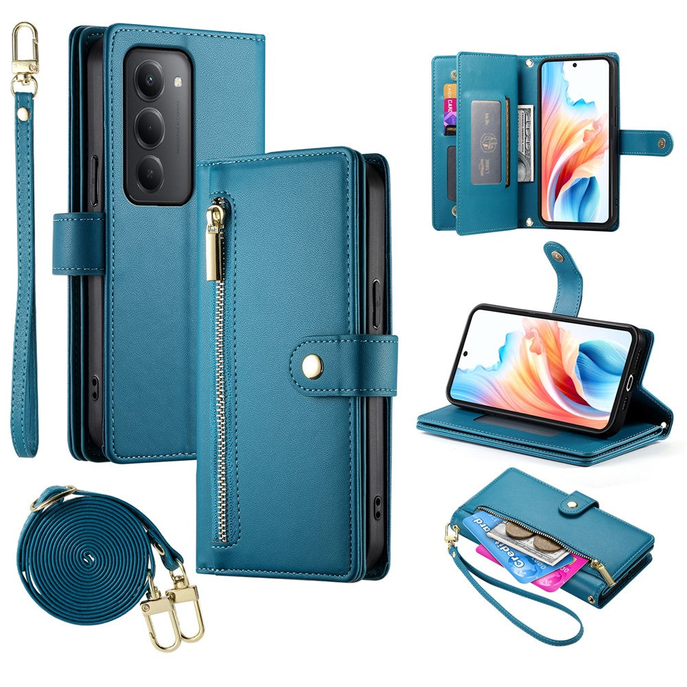 For Xiaomi Redmi 15 5G (Global) (169mm) Case Zipper Pocket Wallet Leather Phone Cover with Straps