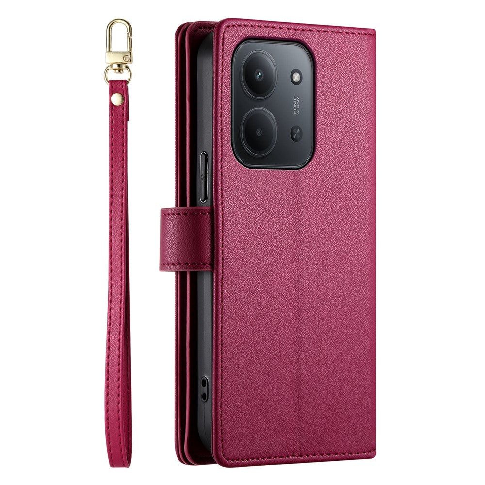 For Xiaomi Redmi 15C 4G (Global) (171mm) / Poco C85 4G (171mm) Case Zipper Pocket Wallet Leather Phone Cover with Straps