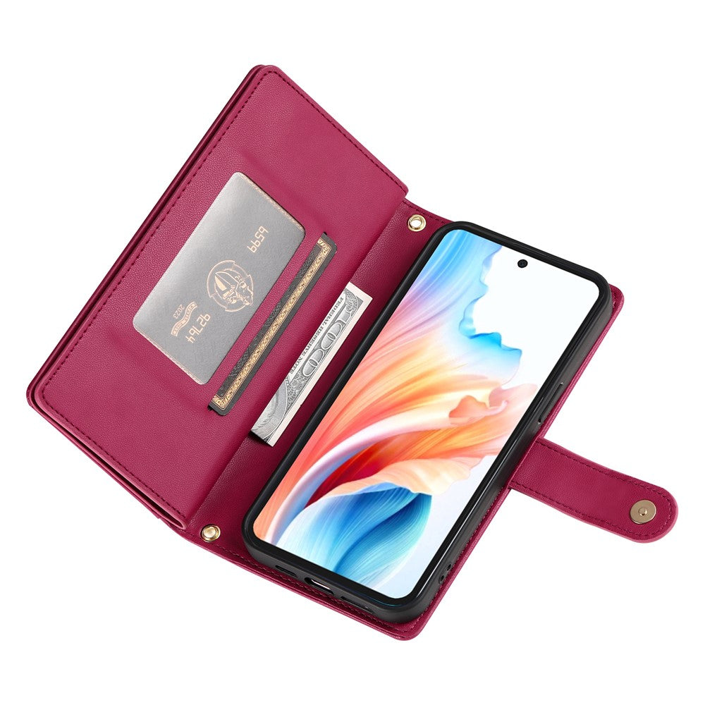 For Xiaomi Redmi 15C 4G (Global) (171mm) / Poco C85 4G (171mm) Case Zipper Pocket Wallet Leather Phone Cover with Straps