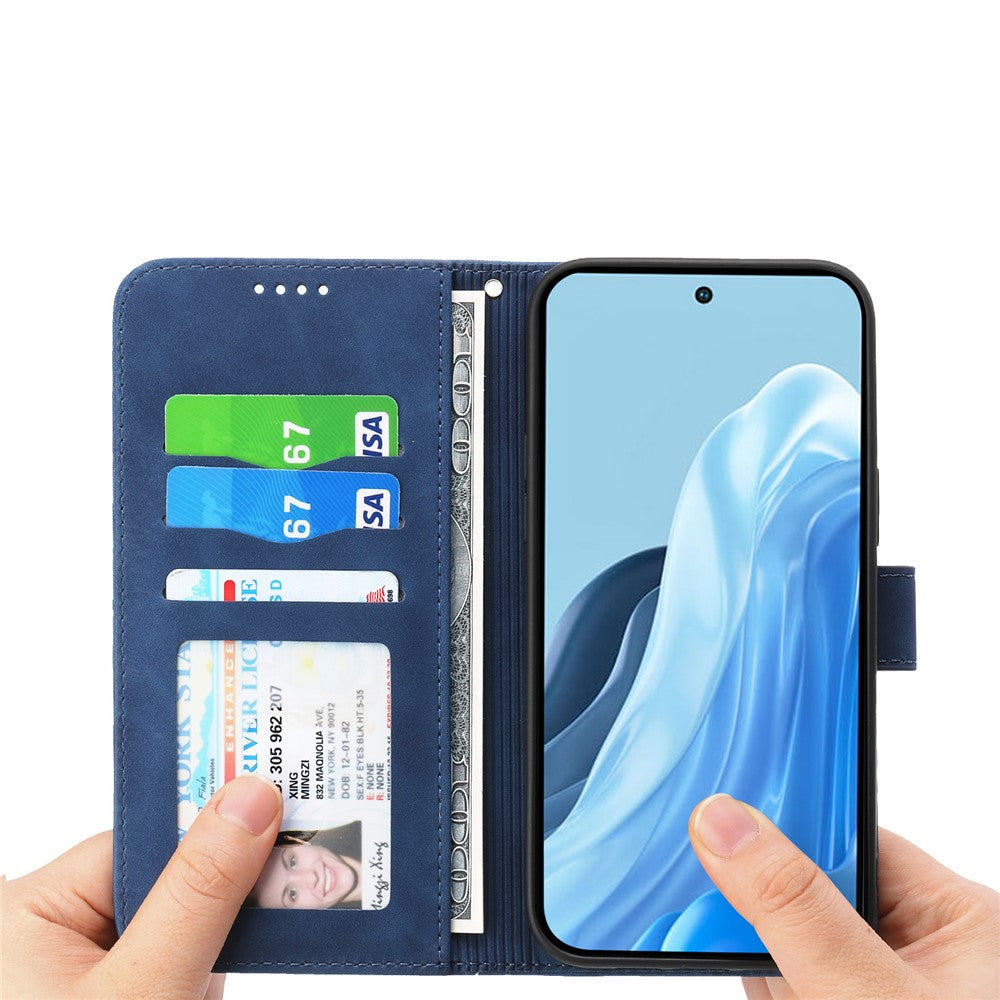 DIERFENG DF-03 För Xiaomi Redmi 15 5G (Global) (169mm) Fodral Linjer Avtryck Plånbok Läder mobilskal med Handledsrem