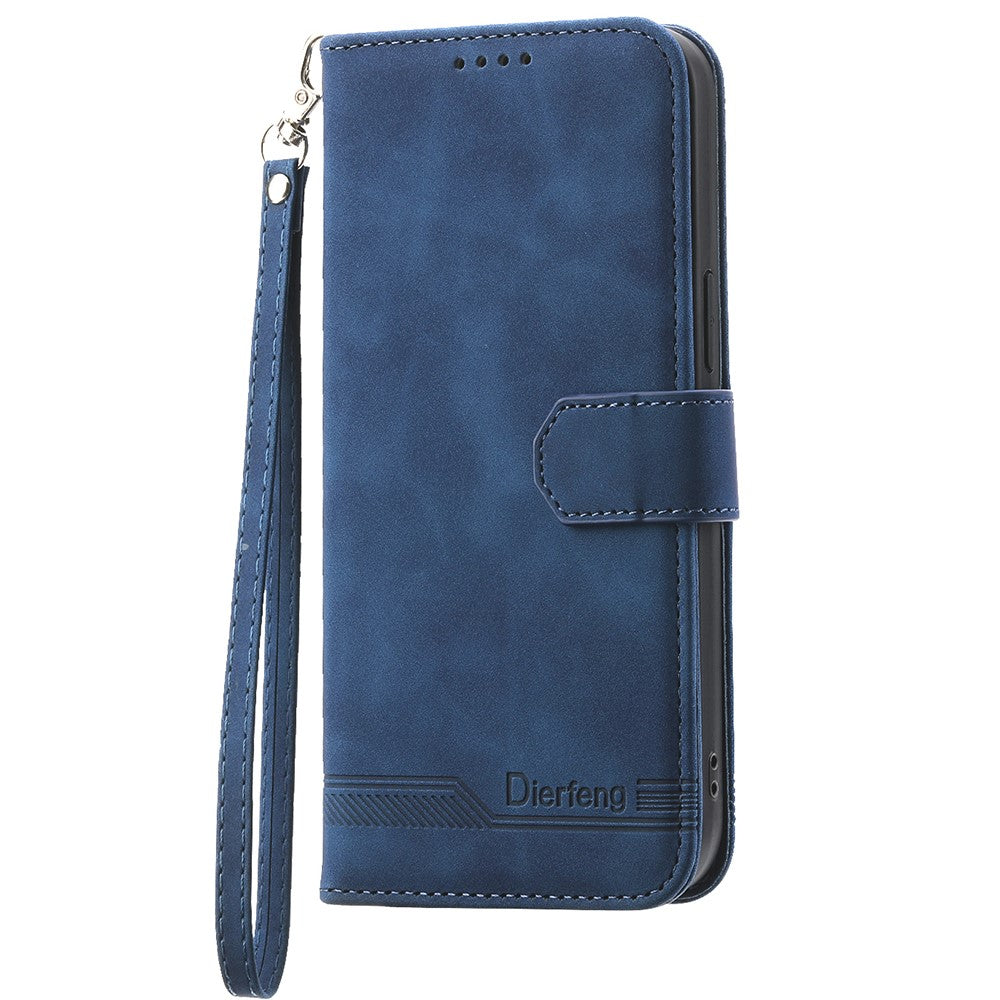 DIERFENG DF-03 För Xiaomi Redmi 15 5G (Global) (169mm) Fodral Linjer Avtryck Plånbok Läder mobilskal med Handledsrem