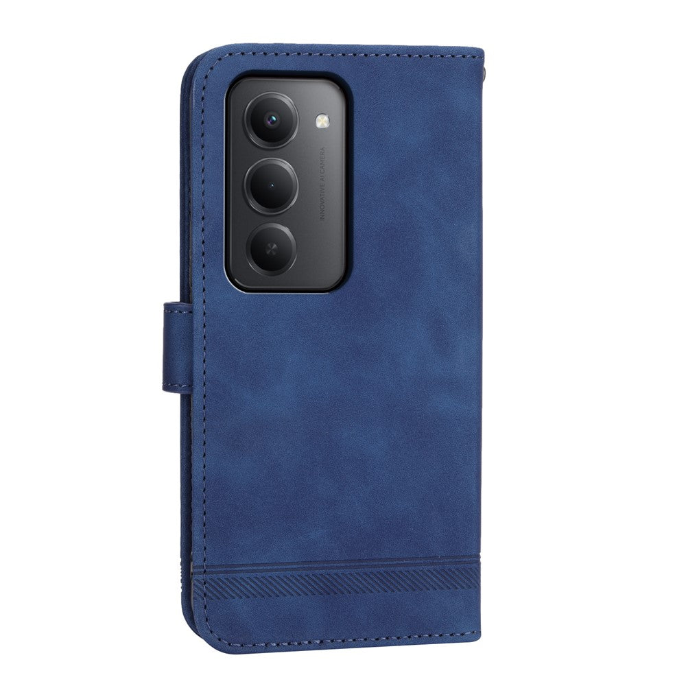 DIERFENG DF-03 För Xiaomi Redmi 15 5G (Global) (169mm) Fodral Linjer Avtryck Plånbok Läder mobilskal med Handledsrem