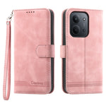 DIERFENG DF-03 For Xiaomi Redmi 15C 5G (EU) (173mm)  /  4G (EU) (173mm) Case Lines Imprint Wallet Leather Phone Cover with Wrist Strap