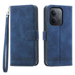 DIERFENG DF-03 For Xiaomi Redmi 15C 5G (EU) (173mm)  /  4G (EU) (173mm) Case Lines Imprint Wallet Leather Phone Cover with Wrist Strap