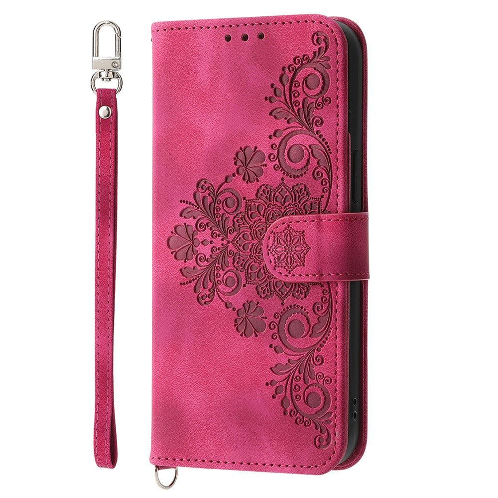 For Xiaomi Redmi 15 5G (Global) (169mm) Case Flower Pattern PU Leather Wallet Phone Cover with Strap