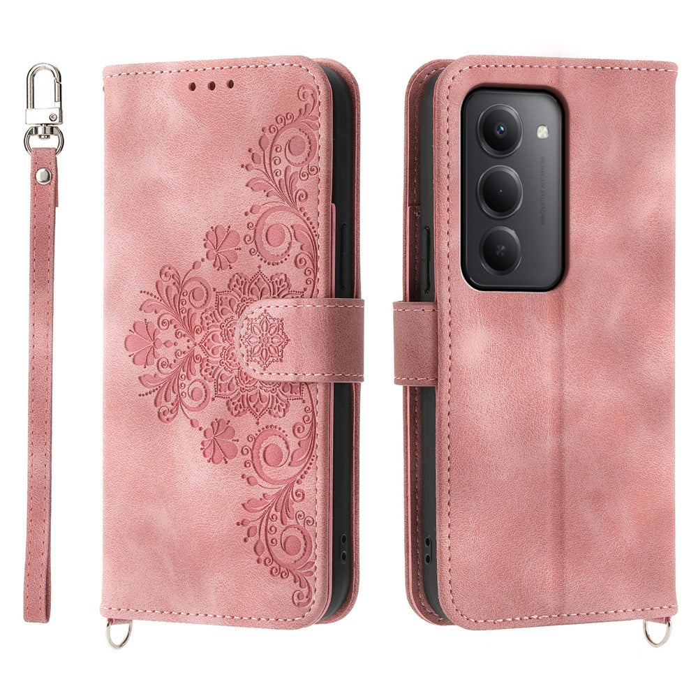 For Xiaomi Redmi 15 5G (Global) (169mm) Case Flower Pattern PU Leather Wallet Phone Cover with Strap