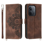 For Xiaomi Redmi 15C 4G (EU) (173mm) / 15C 5G (EU) (173mm) / Poco C85 4G (173mm) Case Flower Pattern PU Leather Wallet Cover with Strap