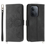 For Xiaomi Redmi 15C 4G (EU) (173mm) / 15C 5G (EU) (173mm) / Poco C85 4G (173mm) Case Flower Pattern PU Leather Wallet Cover with Strap