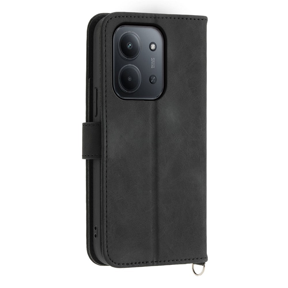 For Xiaomi Redmi 15C 4G (Global) (171mm) / Poco C85 4G (171mm) Case Flower Pattern PU Leather Wallet Phone Cover with Strap
