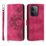 For Xiaomi Redmi 15C 4G (Global) (171mm) / Poco C85 4G (171mm) Case Flower Pattern PU Leather Wallet Phone Cover with Strap