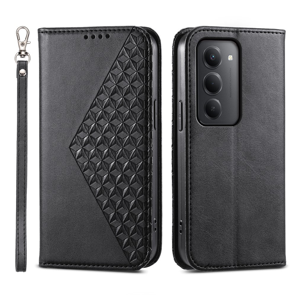 For Xiaomi Redmi 15 5G (Global) (169mm) Case Calf Texture PU Leather Wallet Phone Cover with Wrist Strap