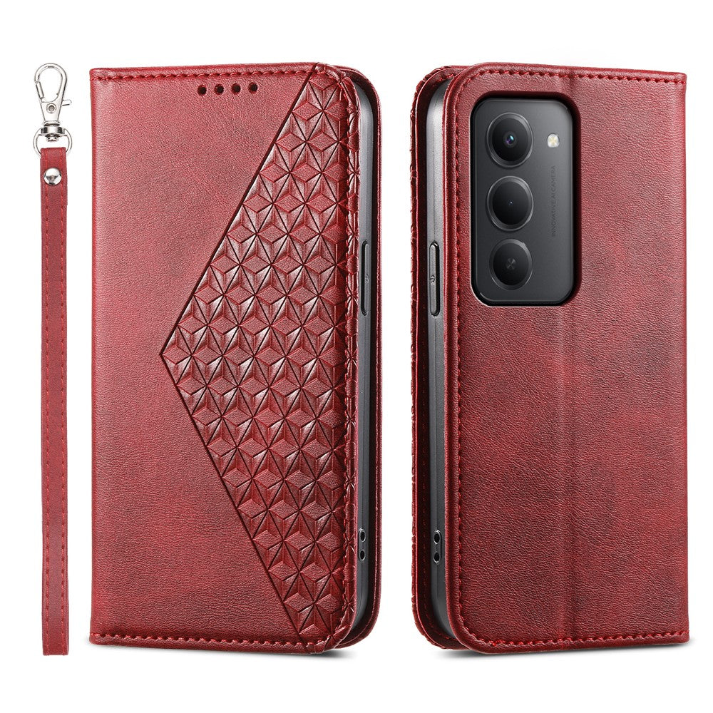 For Xiaomi Redmi 15 5G (Global) (169mm) Case Calf Texture PU Leather Wallet Phone Cover with Wrist Strap