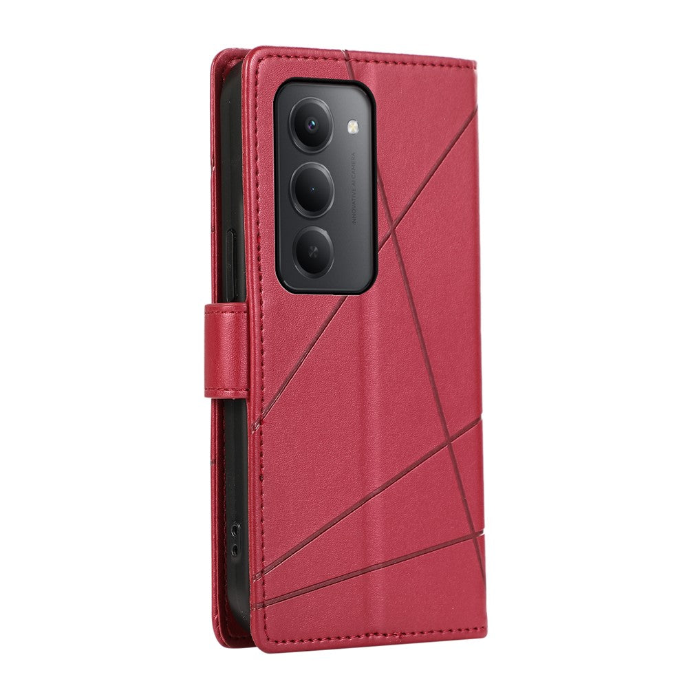 For Xiaomi Redmi 15 5G (Global) (169mm) Phone Case Line Imprint Leather Wallet Cover with Wrist Strap