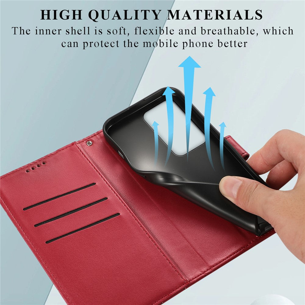 For Xiaomi Redmi 15 5G (Global) (169mm) Phone Case Line Imprint Leather Wallet Cover with Wrist Strap